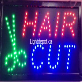 LED Open Hair Cut Beauty Shop Sign Motion 19 Inches X 10 Inches