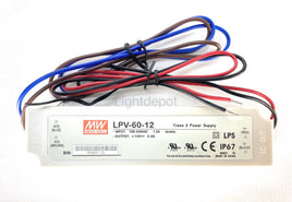 12V 5A AC/DC Class 2 Power Supply IP67 Meanwell for LED Lights