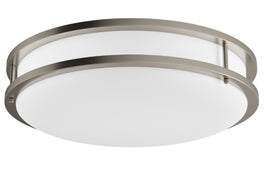 16" Flush Mount Ceiling Brushed Nickel/White Lighting Fixture