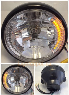 7" Motorcycle Headlight Led Turn Signal Indicators Motorbike Headlamp